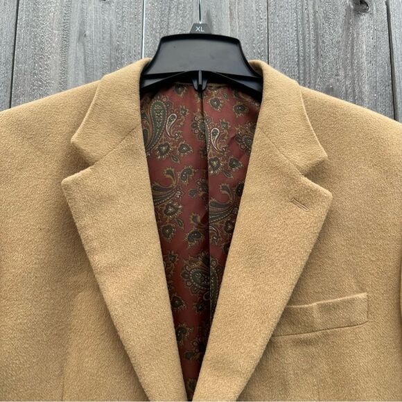 Lauren Ralph Lauren Blazer Men’s Size 42-R Beige 100% Camel Formal Wedding Work - Picture 2 of 11